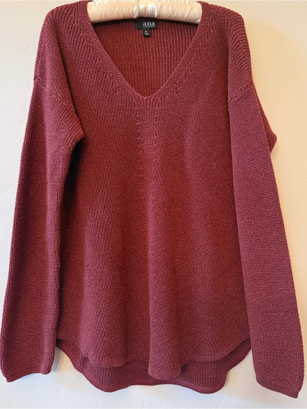 a.n.a Women's V-Neck Long Sleeve Sweater in burnt orange